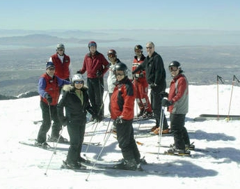Ski club members on the mountain