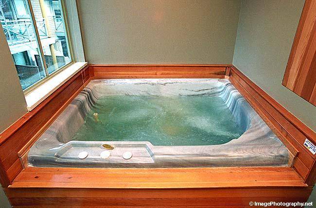 Some suites at Valhalla have a private hot tub available 
