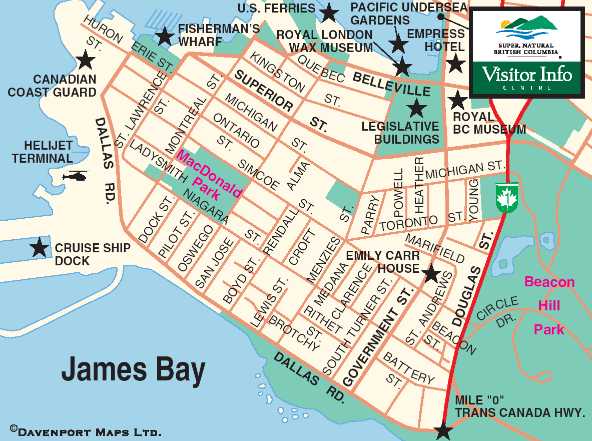 James Bay Victoria BC vacation rentals map